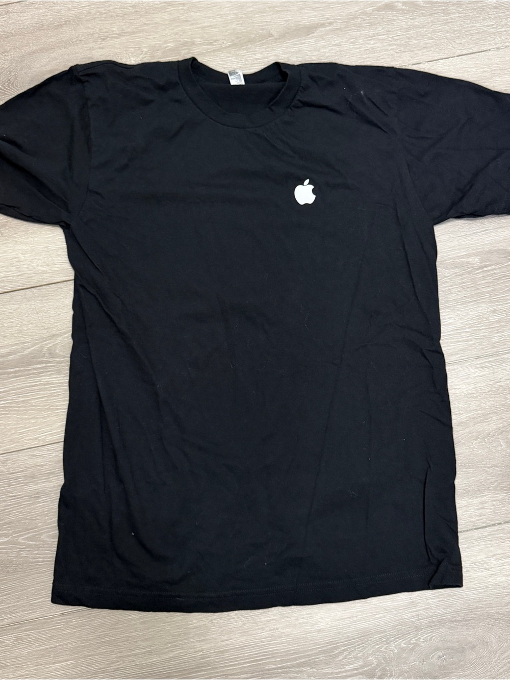 Apple Staff Logo Black Crewneck T-Shirt Men's Casual Tee